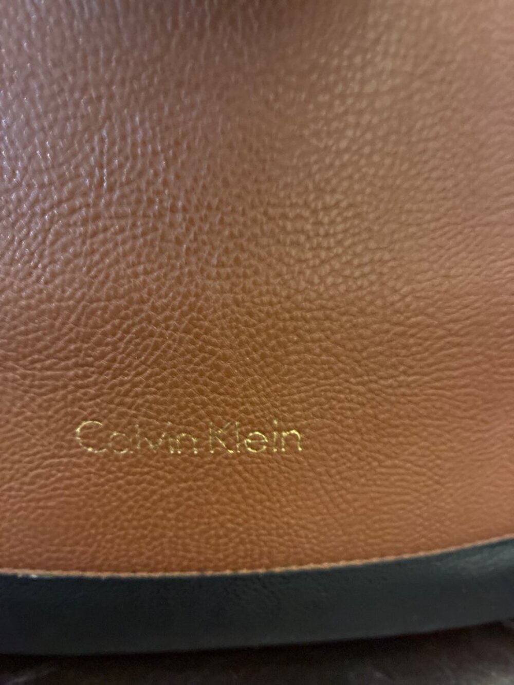 Calvin Klein Large Leather Tote Bag Black Brown Colorblock Shoulder Bag 17” - Picture 3 of 13